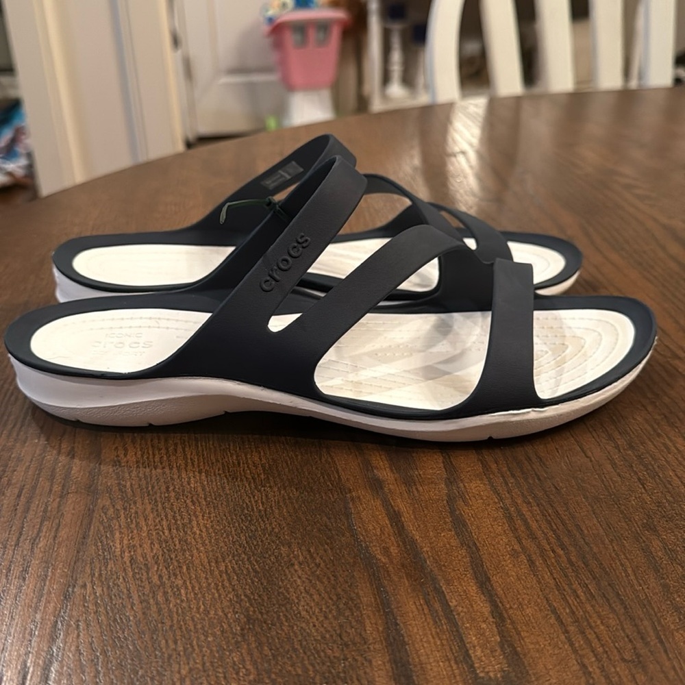 CROCS Dark Blue and White Strappy Sandals